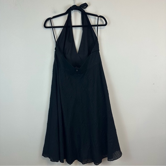 J. Crew | Black Textured Halter Neck A-Line Dress Size 14 - Picture 4 of 4